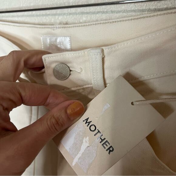 MOTHER The Curbside Cargo Flood Jeans in Egg Eggnog Cream NEW 26 - Picture 7 of 15